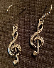 E28-silver and rhinestones clef